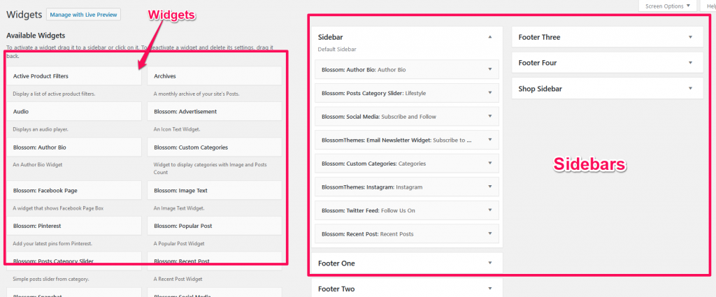 Adding widgets from dashboard