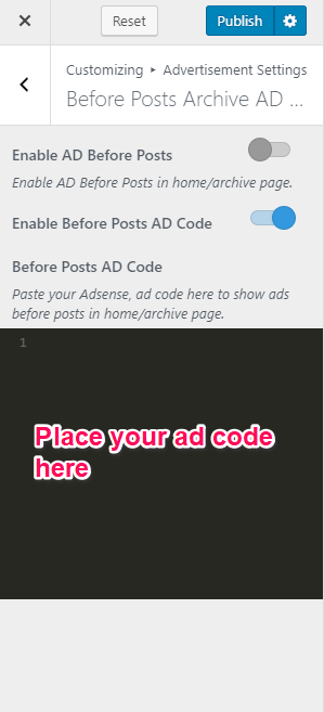 Advertisement using ad code