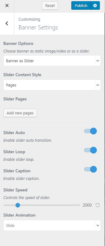 Banner as slider using Pages