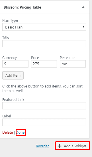 Configure Blossom Coach Pro Pricing Table Section