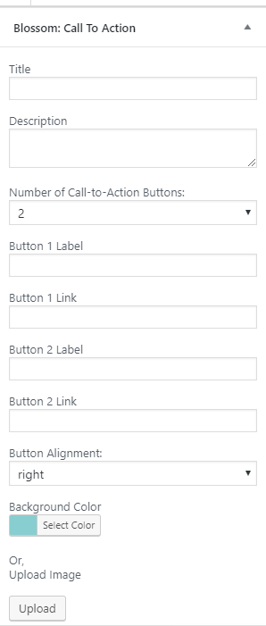 Configure call to action section Blossom Coach Pro