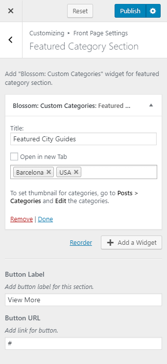 Configure featured category section