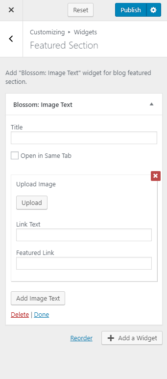 Configure featured section blog page