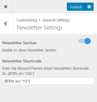 Configure newsletter shortcode