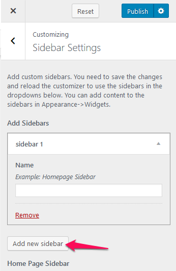 Configure sidebar blossom themes