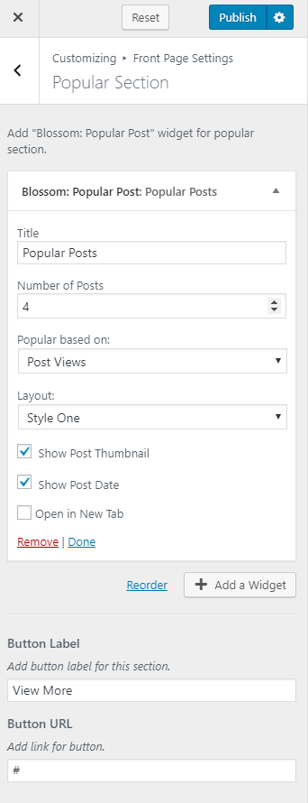 Configure the popular post section