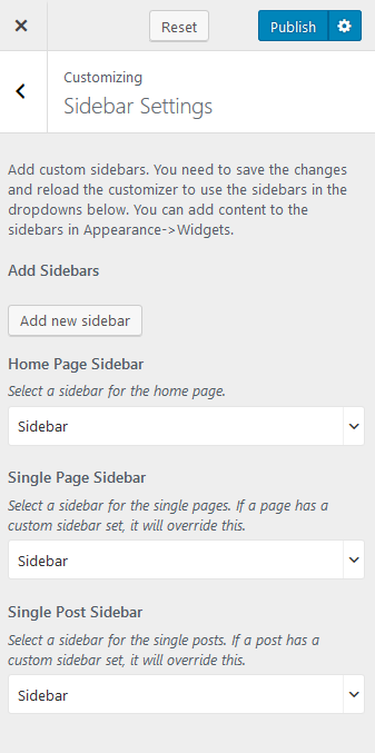 Configure website sidebar blossomthemes