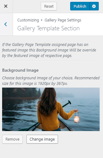 Gallery page template section