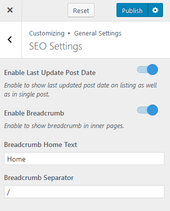 SEO Settings