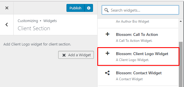 Select blossom client logo widget