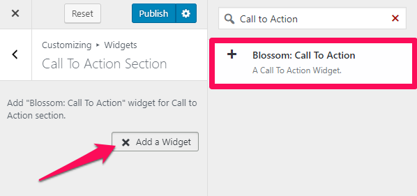 Select call to action section