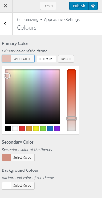 Select colors for your website