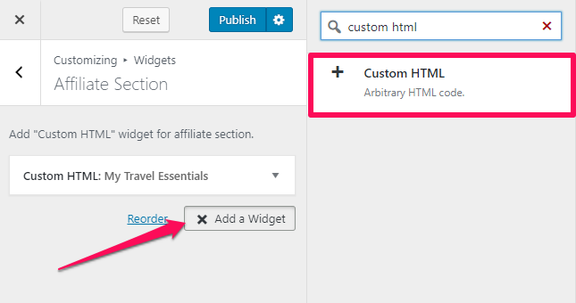 Select custom html widget