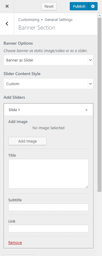 Banner as slider using custom images