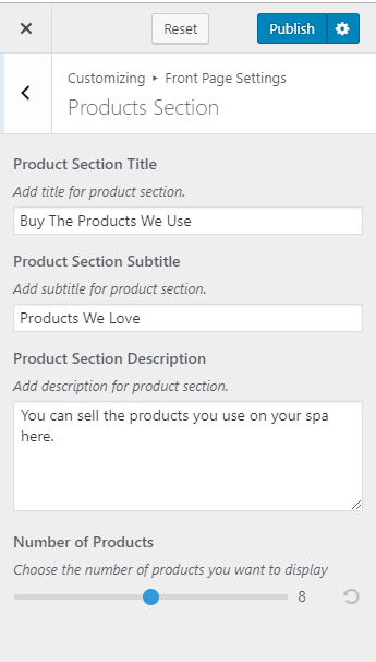 Configure product section