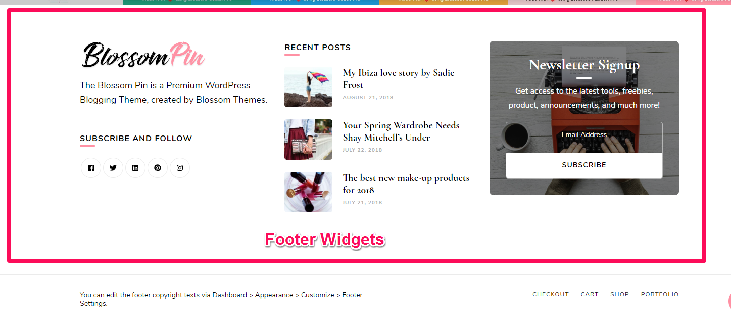 Footer widgets demo blossom pin pro