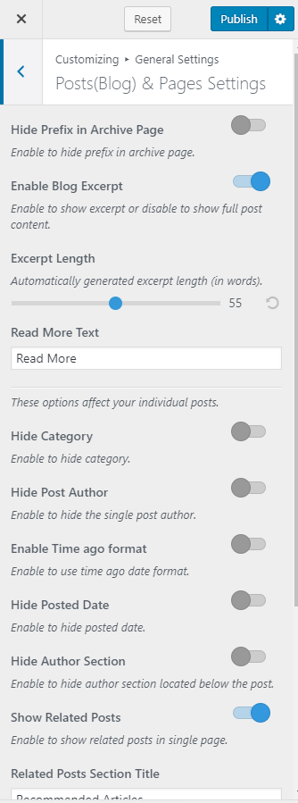 Post page settings blossom pin pro