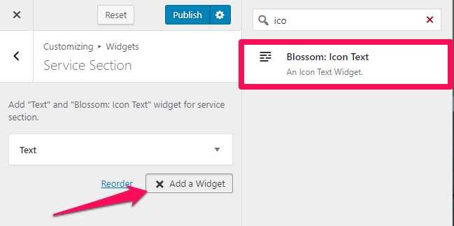 select blossom icon text widget