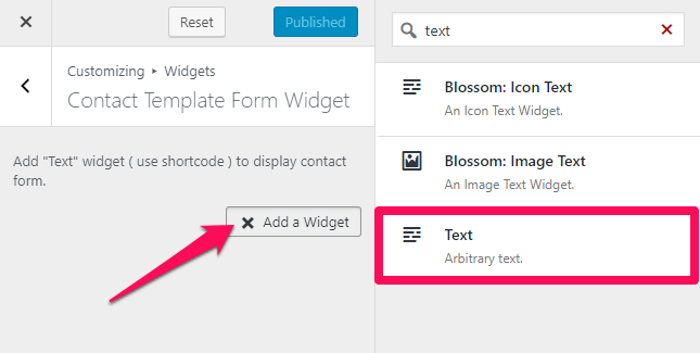 text widget