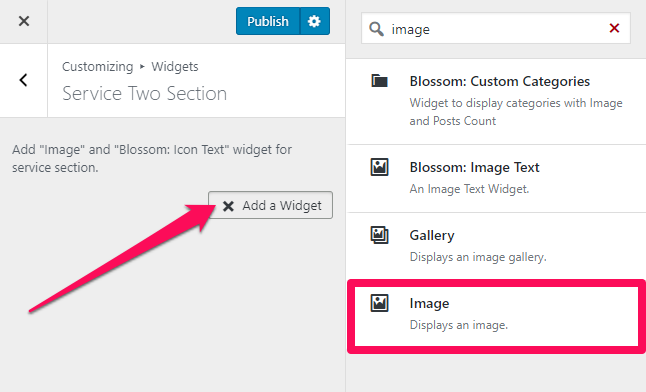 select image widget blossom spa