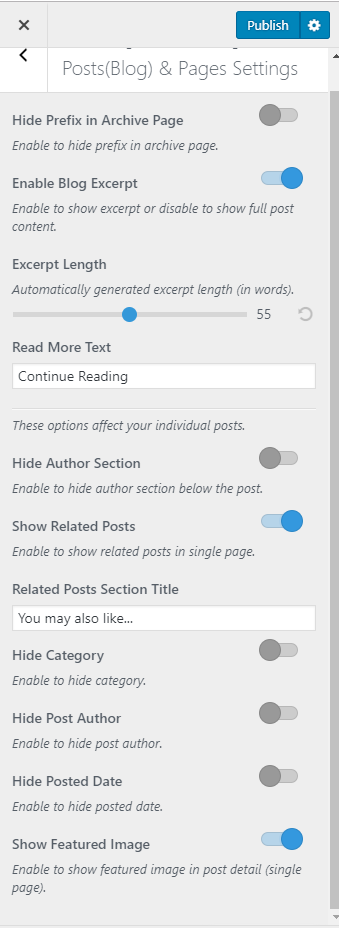 Post page settings blossom themes
