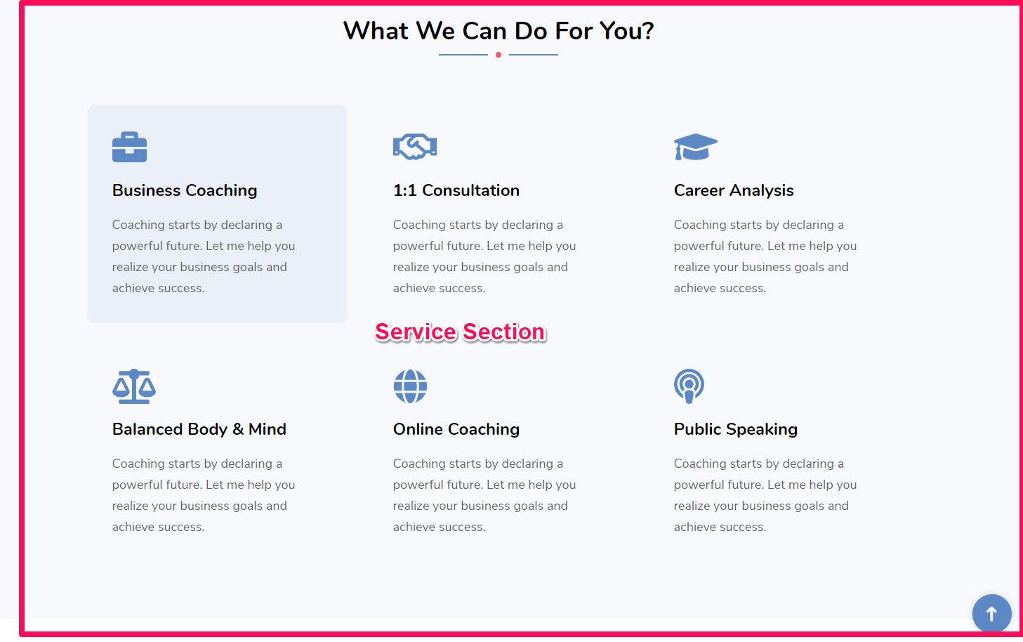 Service section demo blossom consulting
