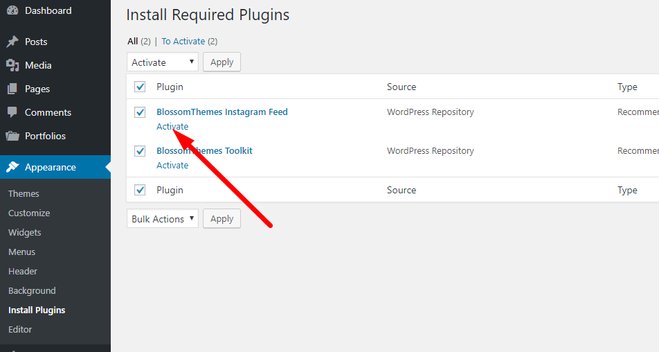 activate recommended plugins