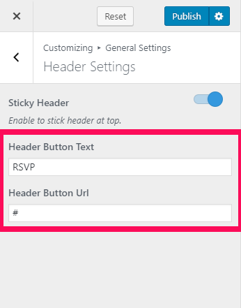 Configure header button