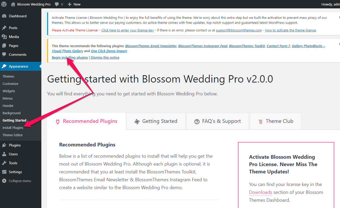 Recommended plugins blossom wedding pro