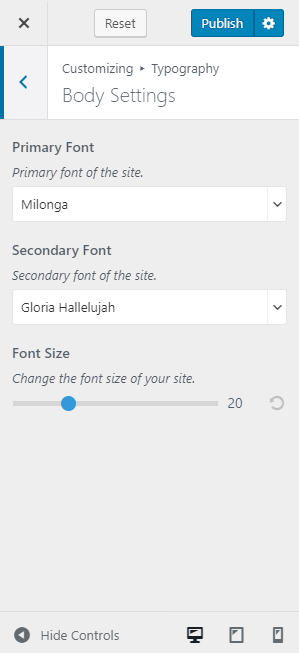 Primary and Secondary Fonts