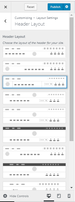 header layout setting