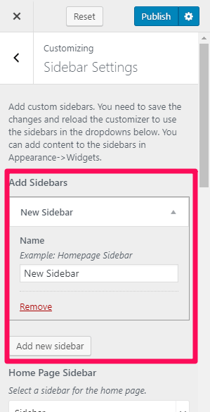 add custom sidebar