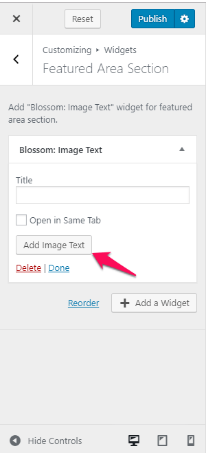 add image text - featured area section