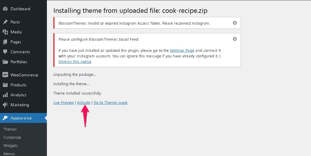 How to Install and Activate Cook Recipe Theme? – BlossomThemes